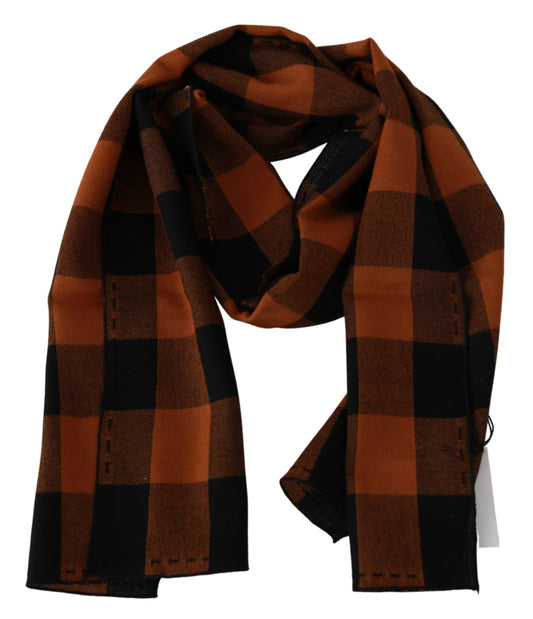 Orange Check Neck Wrap Shawl Scarf