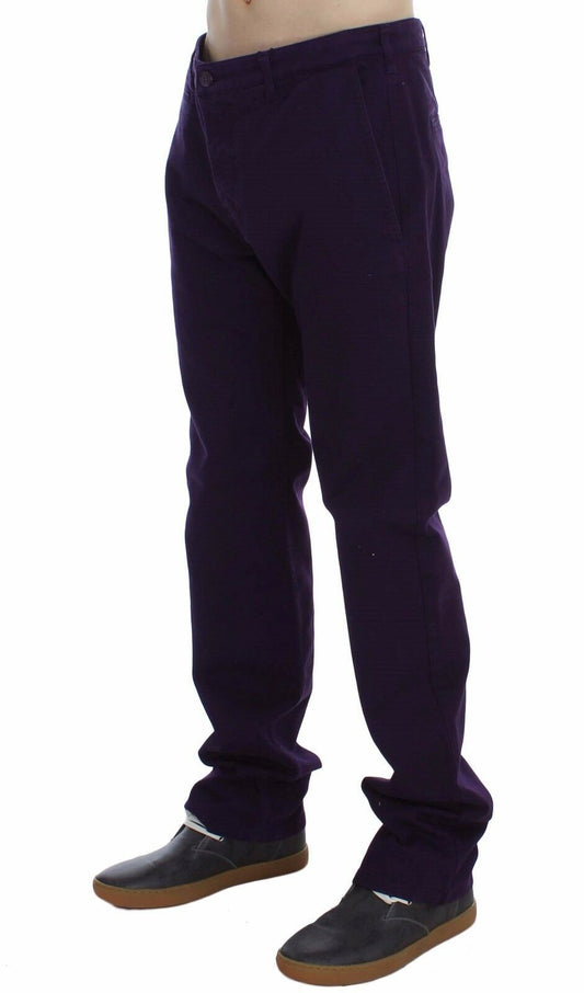 Purple Cotton Stretch Purple Fit Pants