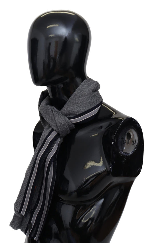 Gray Stripes Pattern 100% Wool Unisex Neck Wrap Scarf