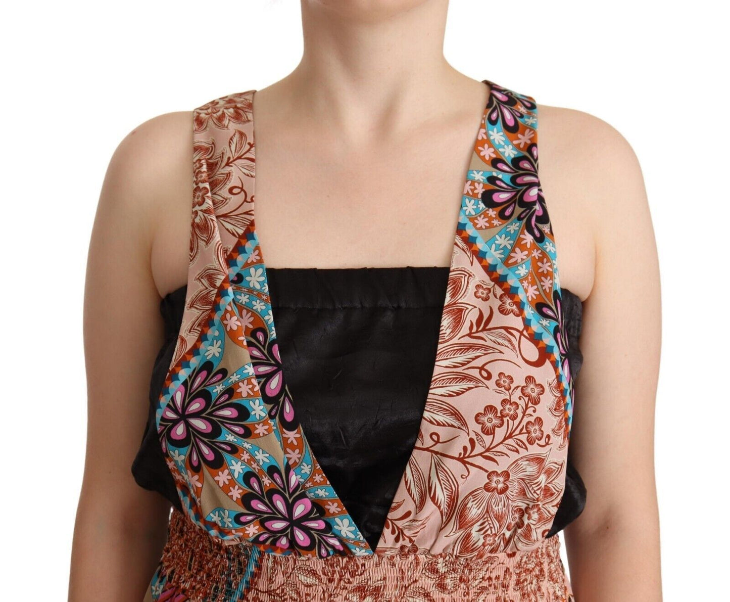 Multicolor Viscose Floral Print Women Jumpsuit Dress