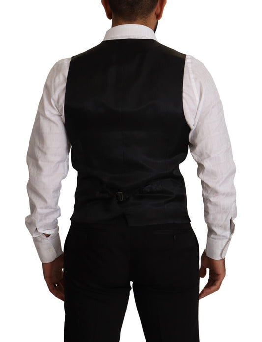 Blue Striped Wool Stretch Waistcoat Vest