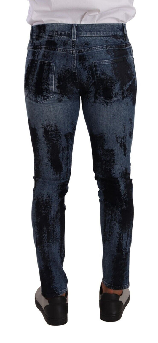 Blue Black Cotton Skinny Denim Jeans