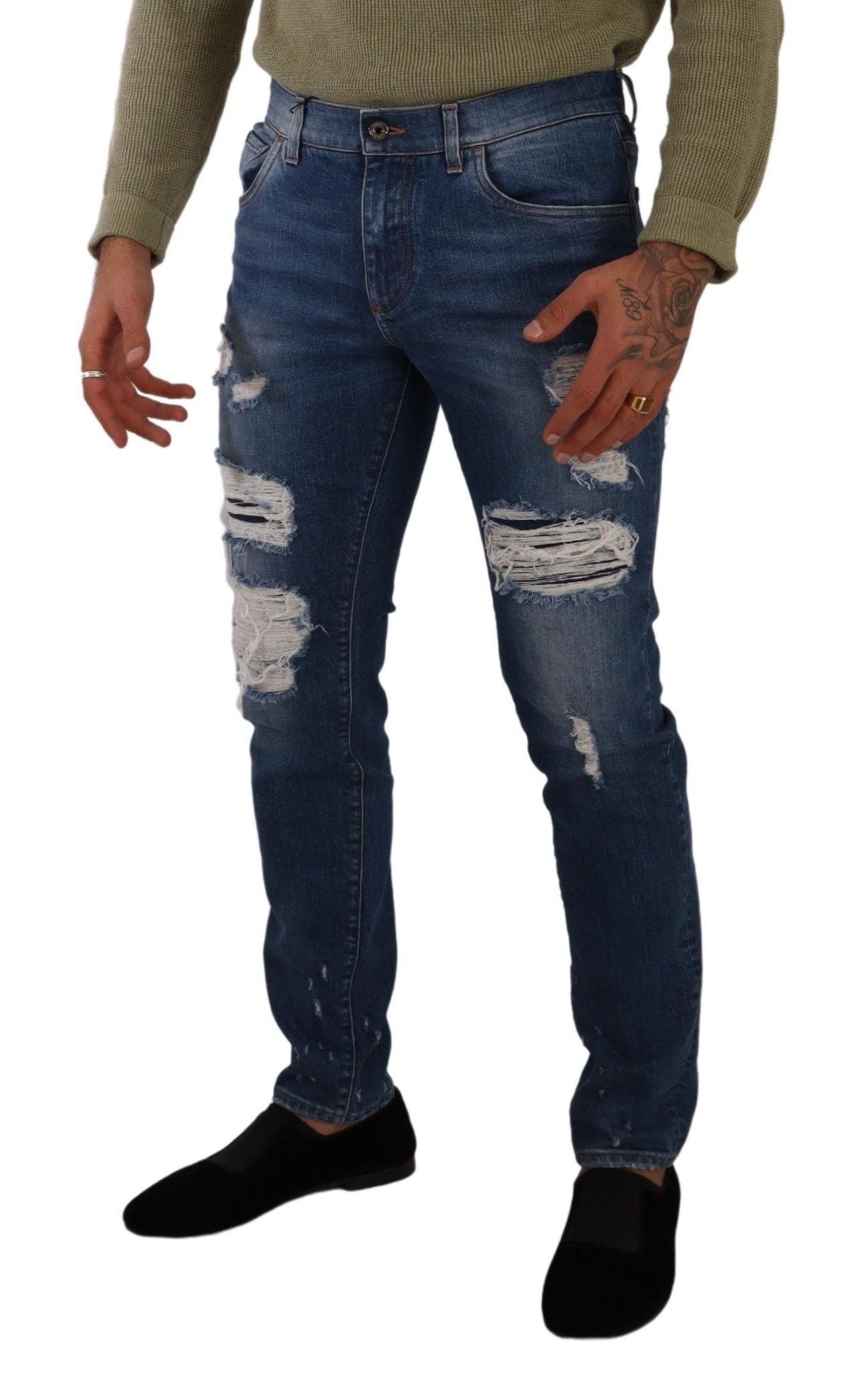 Blue Wash Cotton Stretch Slim Fit Denim Jeans