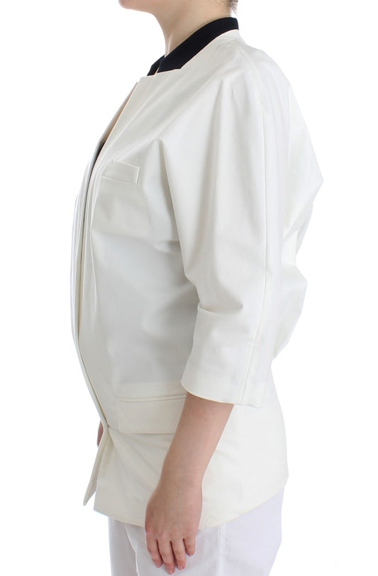 White Cotton Blend Oversized Blazer Jacket