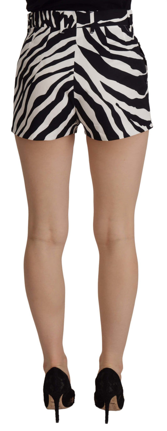 Black White Cotton Stretch Hot Pants Shorts