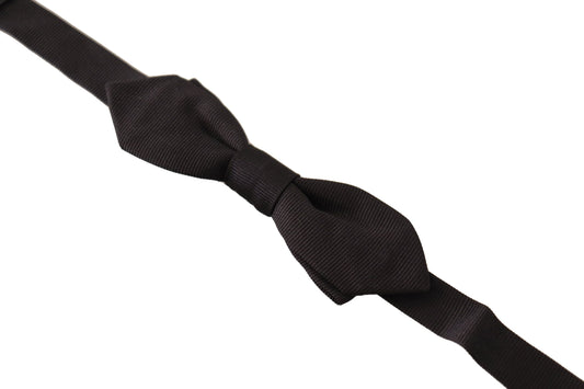Black Solid 100% Silk Adjustable Neck Papillon Tie
