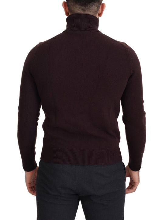 Brown Wool Turtle Neck Pullover Sweater