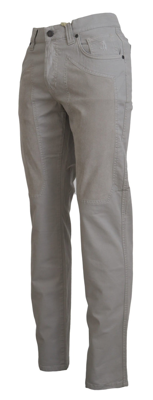 Gray Cotton Tapered Men Casual Pants
