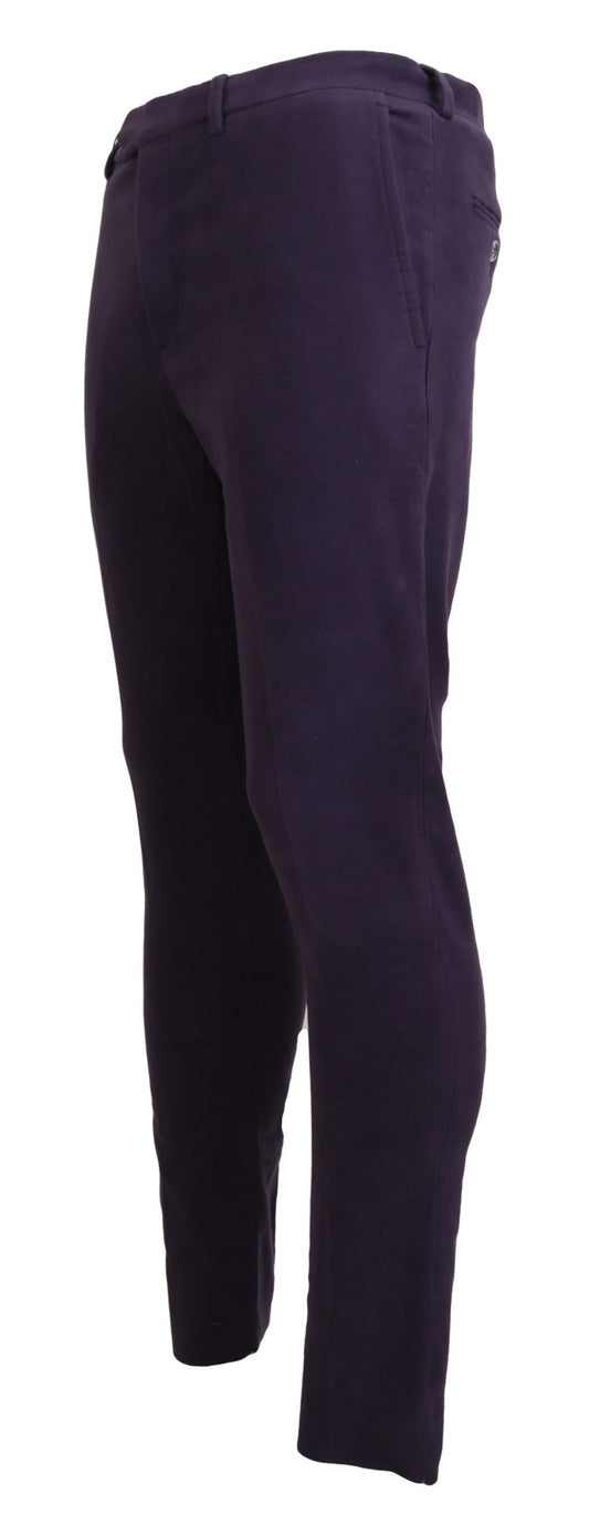 Purple Pure Cotton Tapered Mens Pants