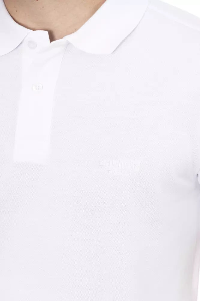 White Cotton Men Polo Shirt