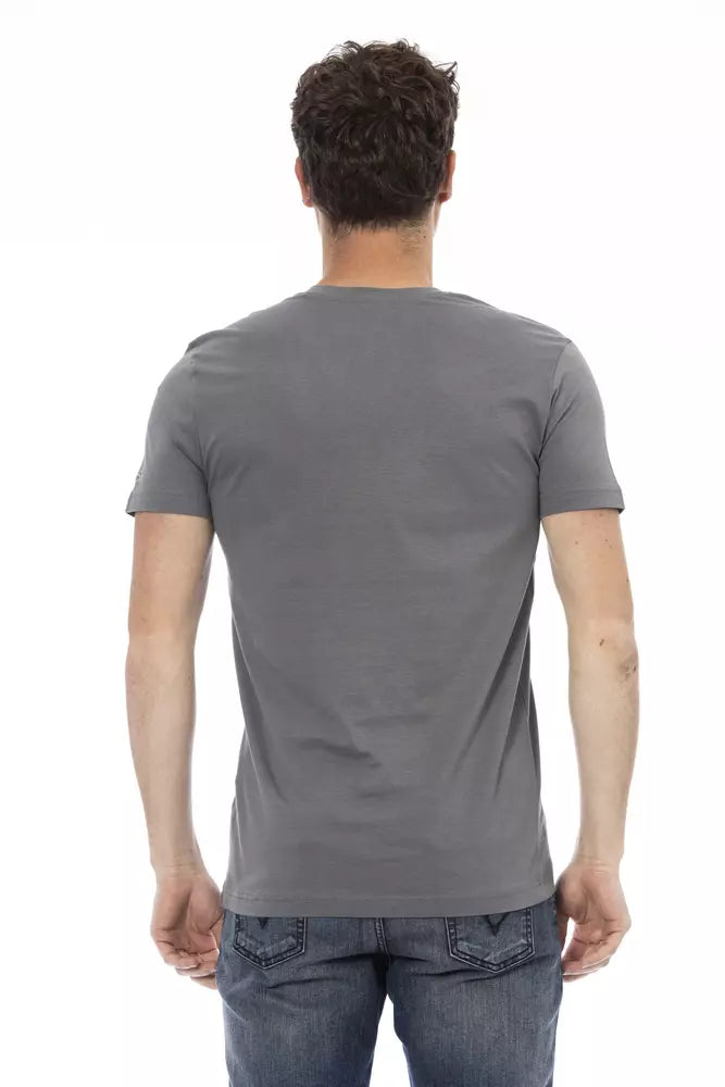 Gray Cotton Men's V-Neck T-Shirt