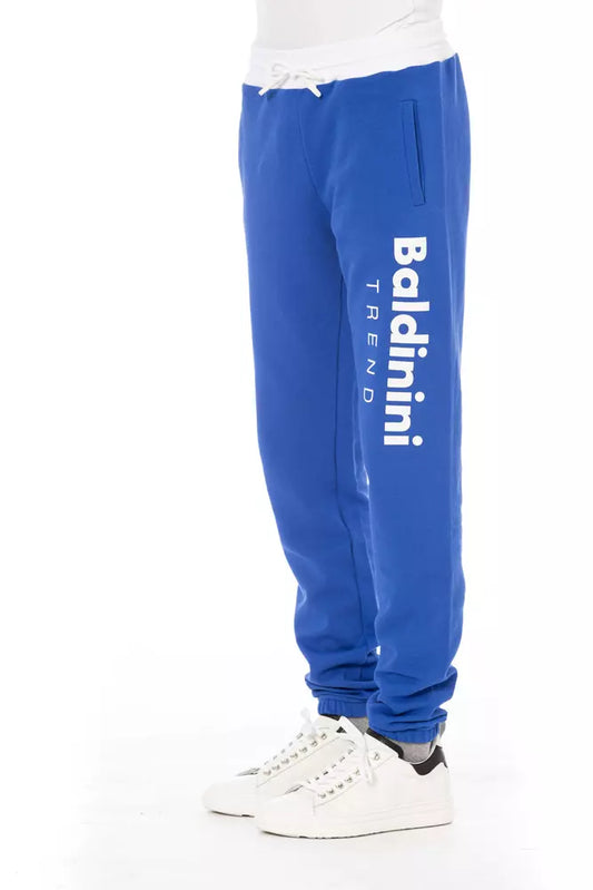 Blue Cotton Men Sport Pant