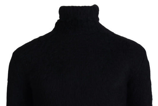 Black Gold Turtleneck Mohair Pullover Mens Sweater