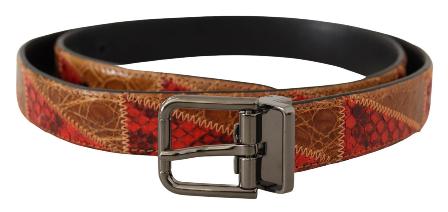 Multicolor Exotic Vintage Chrome Buckle Belt