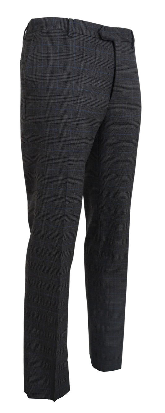 Gray Checkered Wool Dress Formal Pants
