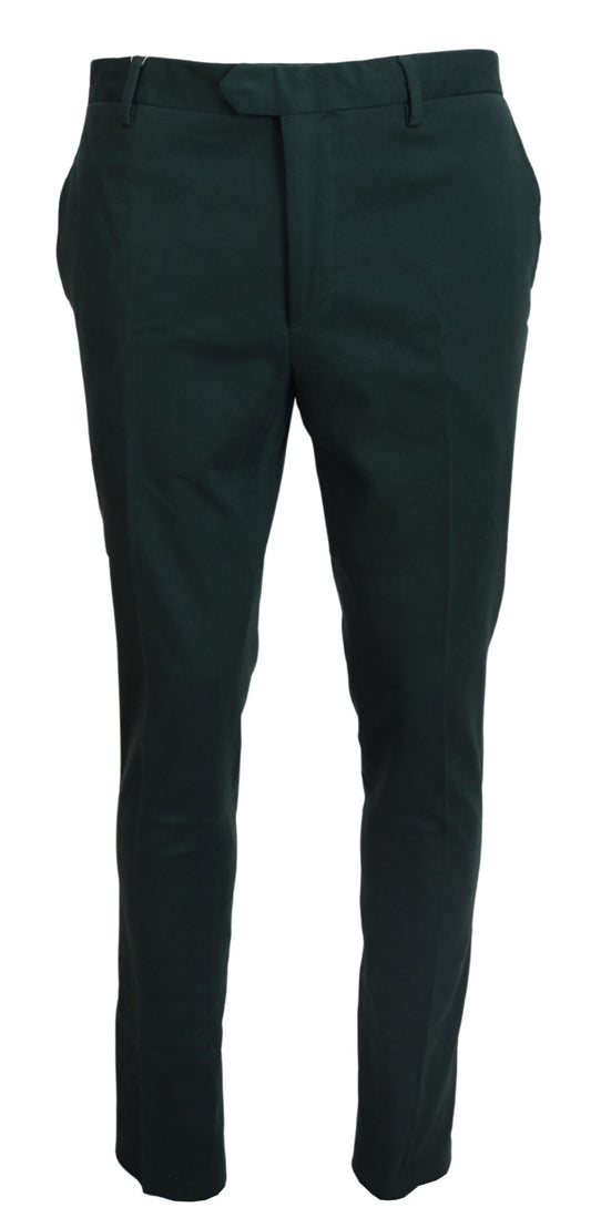 Dark Green Cotton Skinny Men Pants