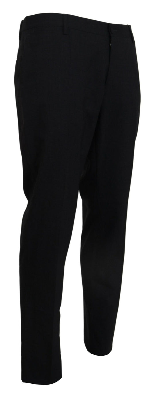 Gray Wool Stretch Dress Formal Slim Fit Pant
