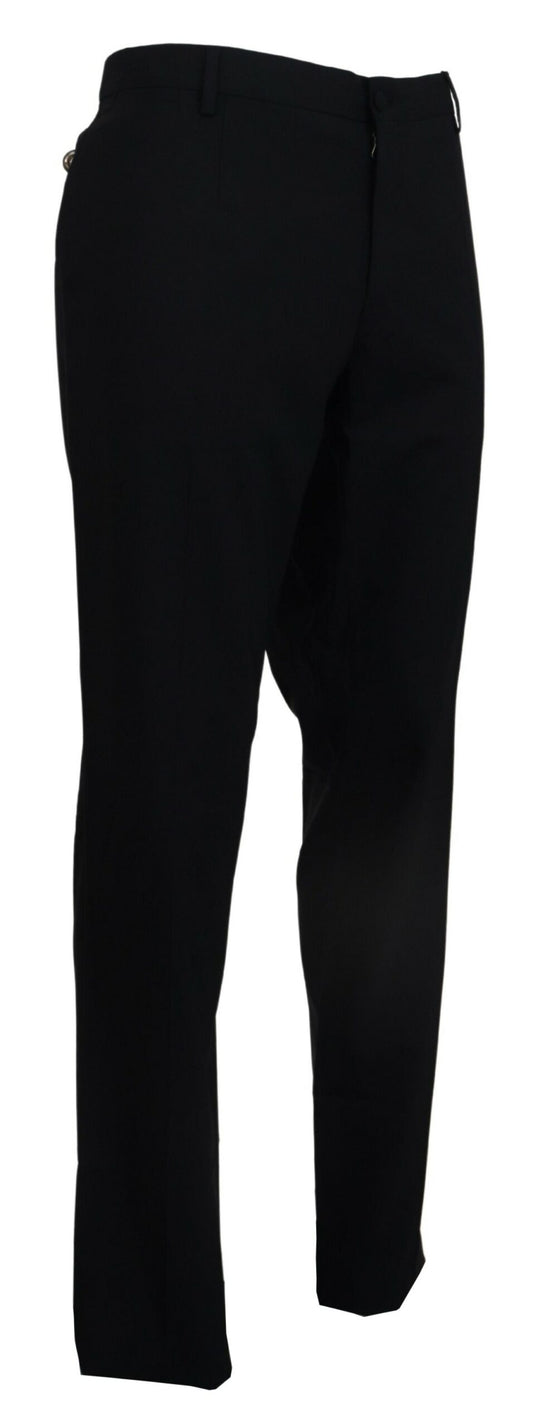 Black Wool Stretch Dress Formal Slim Fit Pant