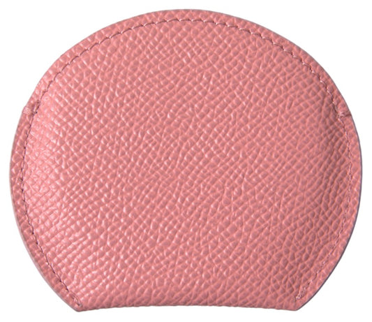 Pink Calfskin Leather Round Mirror Holder