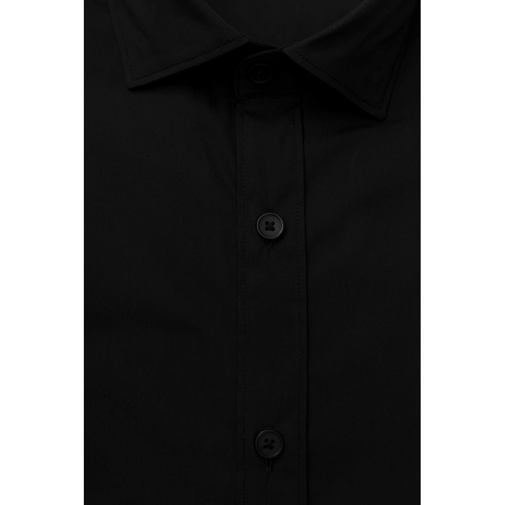 Black Cotton Men's Slim Shirt