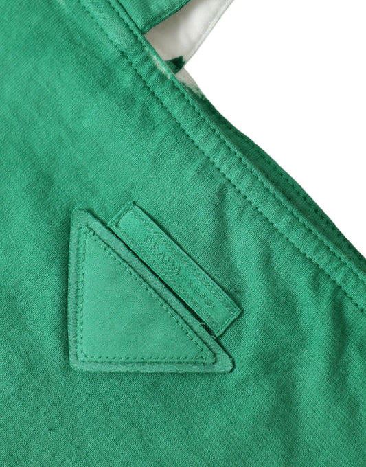 Green Jersey Fabric Logo Shoulder Shopping Tote Shopping Bag