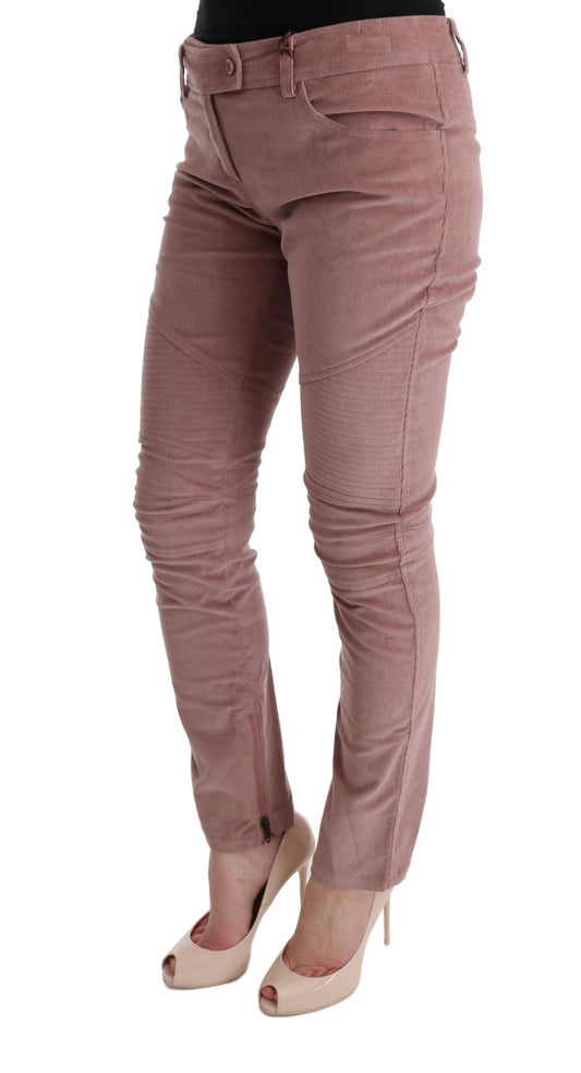 Pink Velvet Cropped Casual Pants