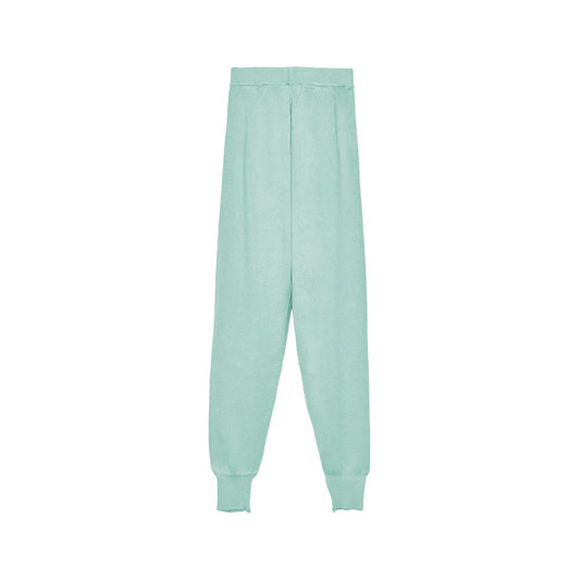 Green Wool Blend Women Pants