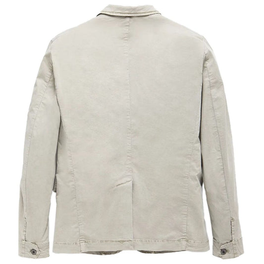 Beige Cotton Men Jacket