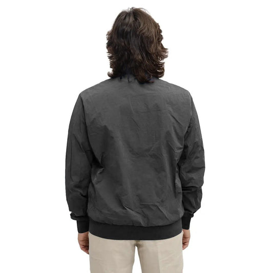 Gray Nylon Men Bomber Jacket