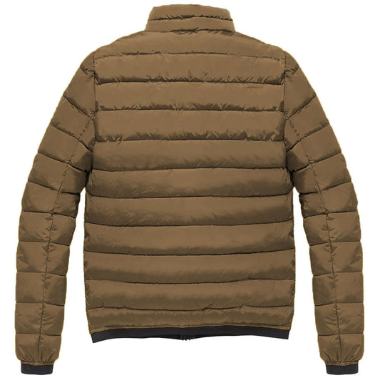 Brown Nylon Men Jacket