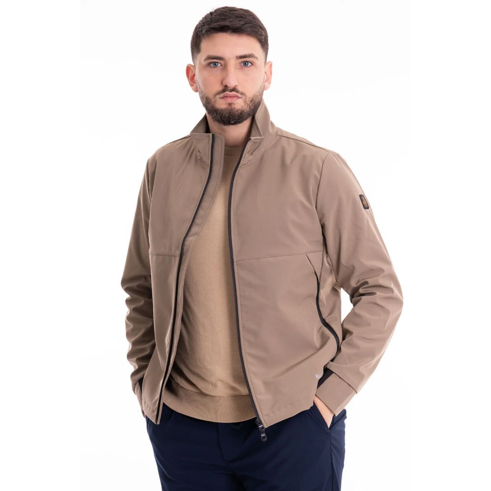Beige Nylon Men's Bomber Jacket