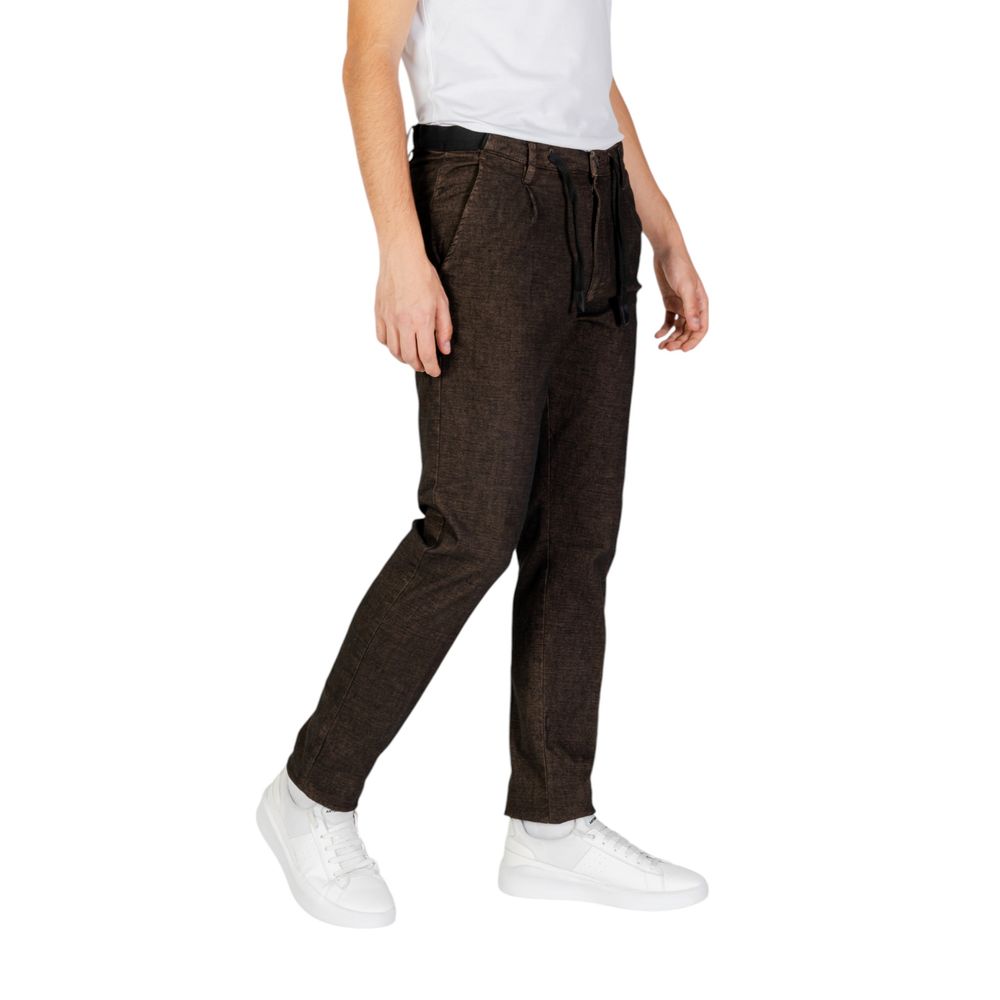 Brown Cotton Casual Pants