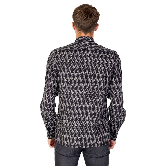 Black Cotton Pattern Shirt