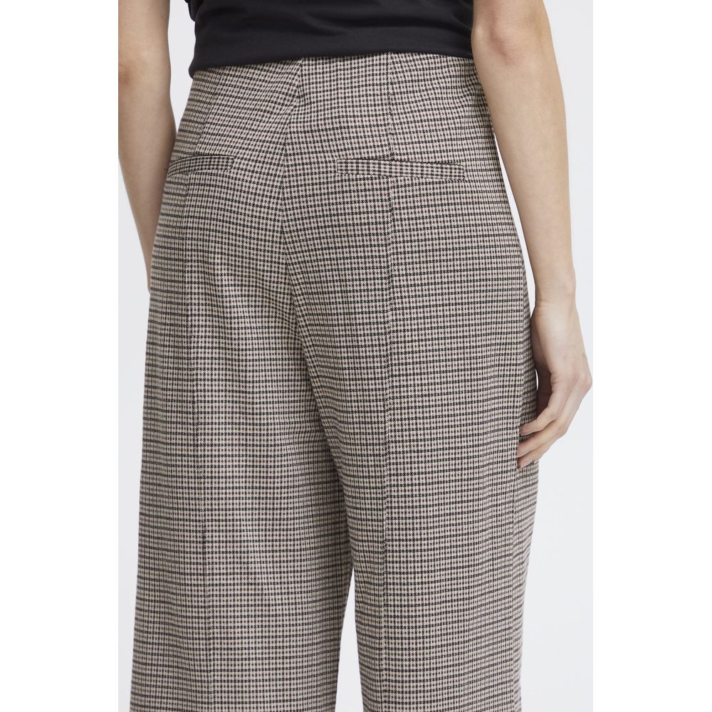 Beige Polyester Casual Pants