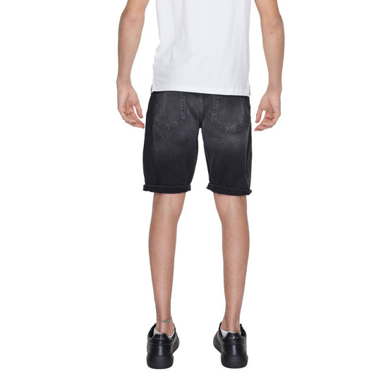 Black Cotton Bermuda Shorts
