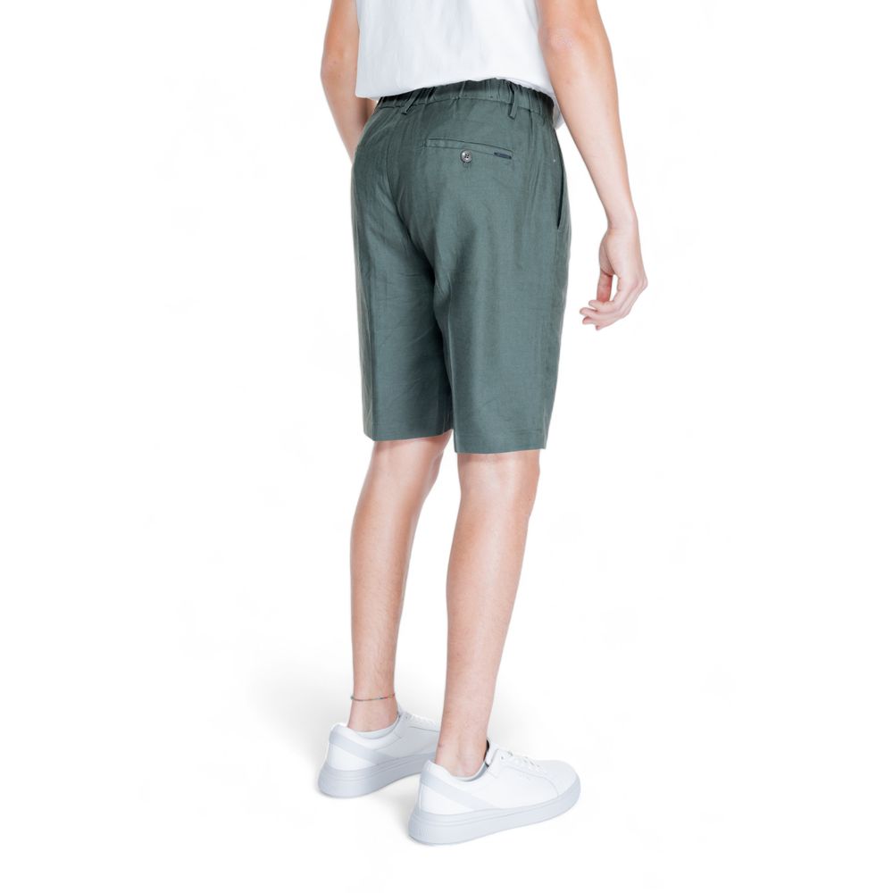 Green Linen Bermuda Shorts