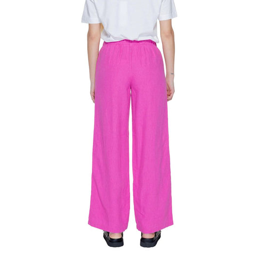 Pink Linen Casual Pants