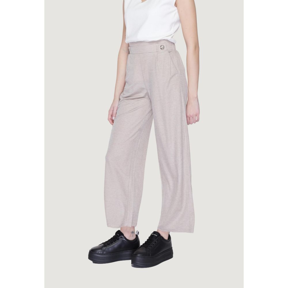 Gray Viscose Casual Pants