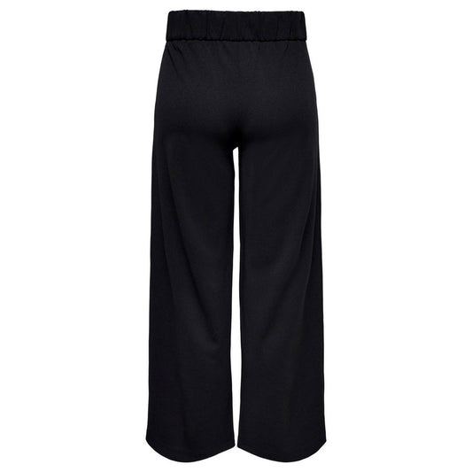 Black Polyester Casual Pants