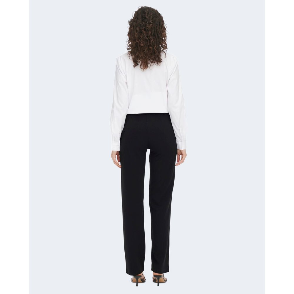 Black Elastane Casual Pants