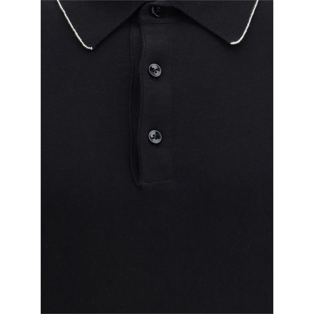 Black Cotton Polo Shirt