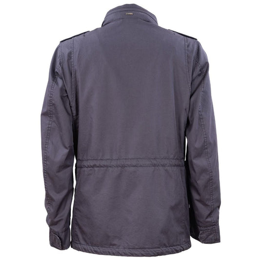 Blue Cotton Men Jacket