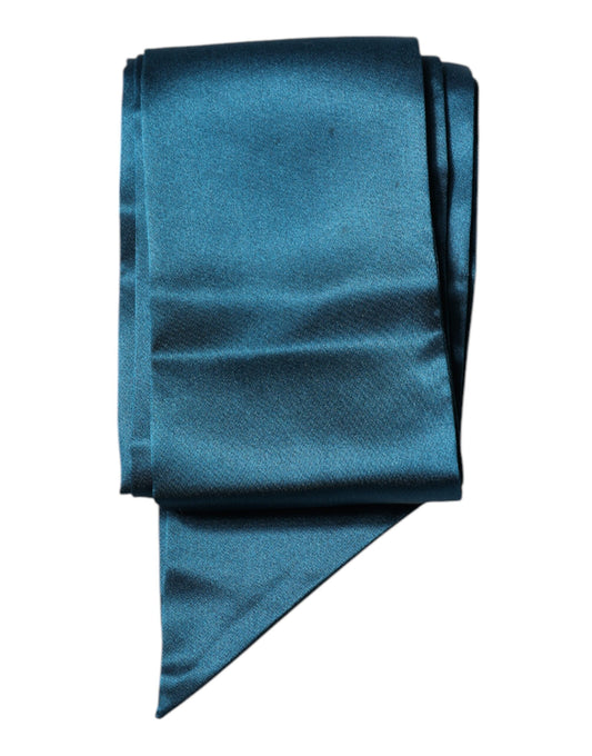 Dark Green Satin Silk Skinny Foulard Scarf