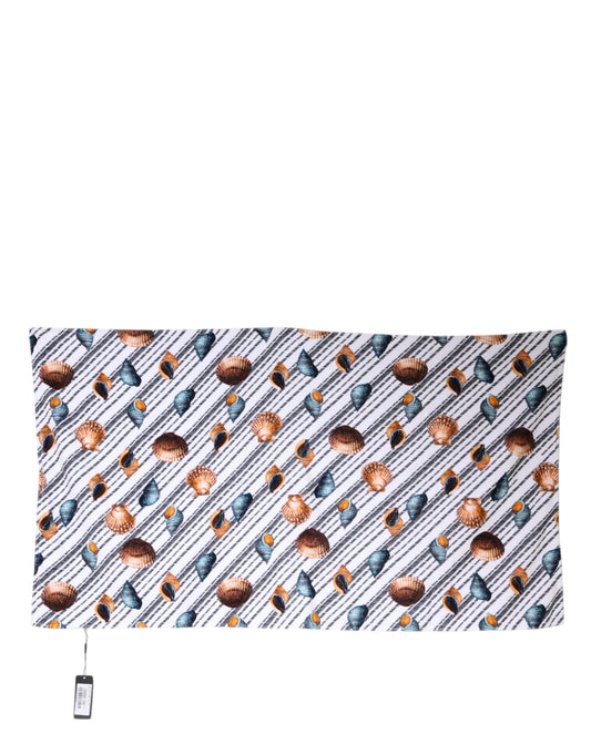 Multicolor Stripes Seashells Beach Towel