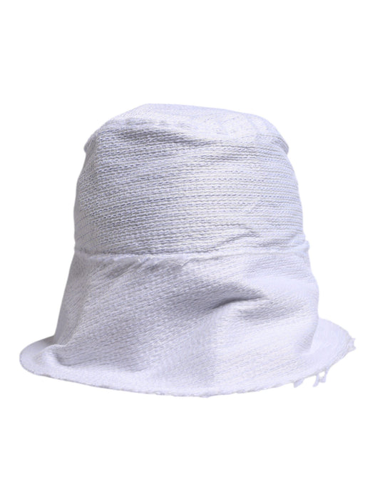 White Polyester Wide Brim Bucket Hat
