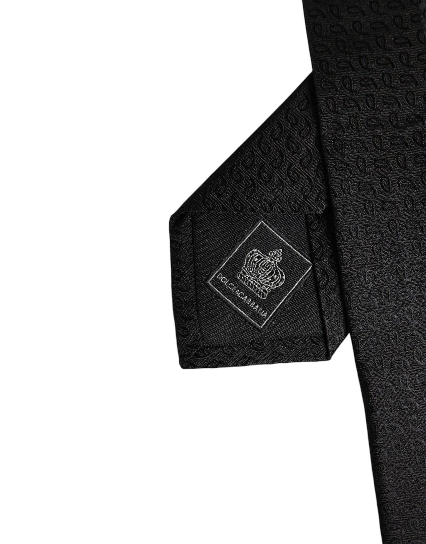 Black Patterned Silk Adjustable Necktie Tie