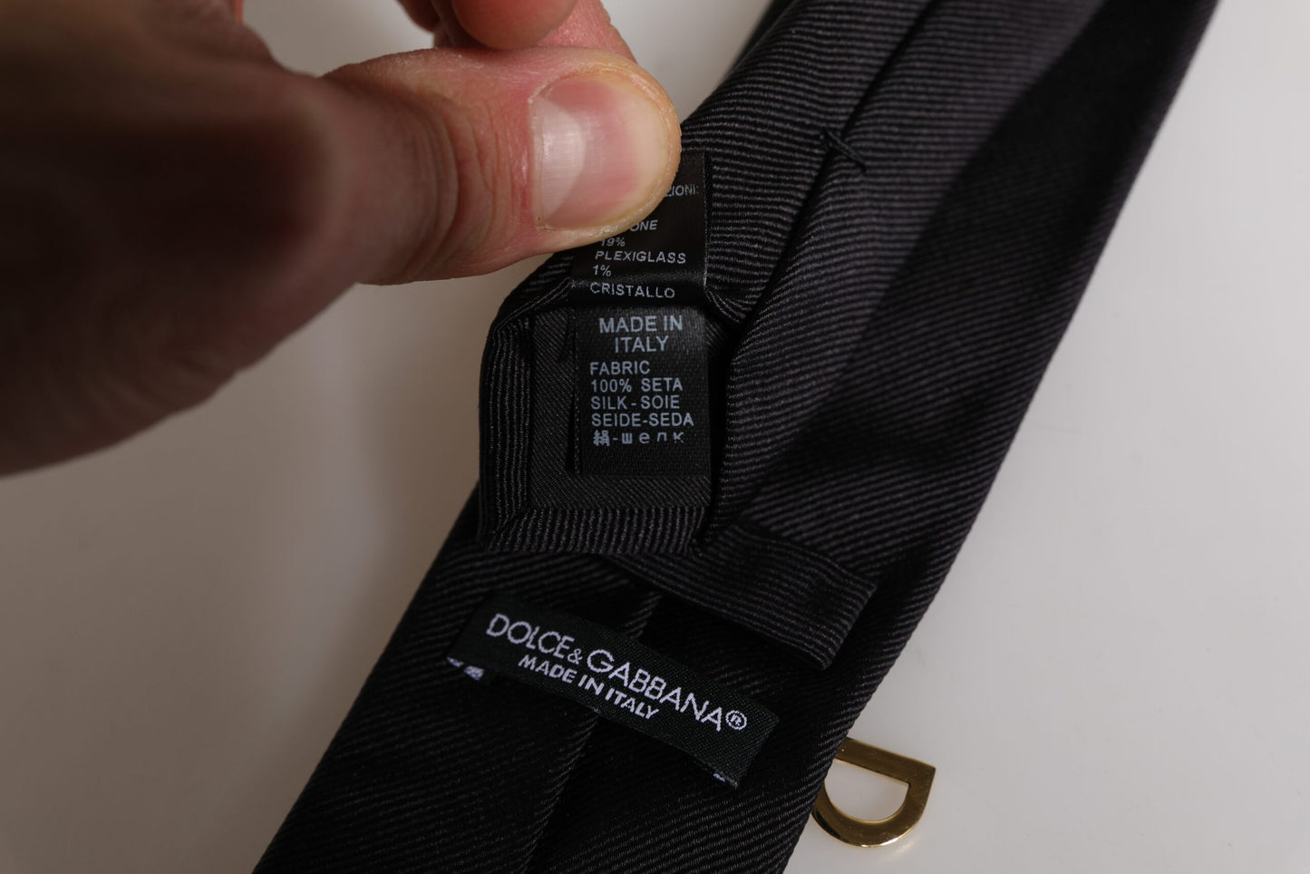 Black Logo Embellished Adjustable Necktie Tie