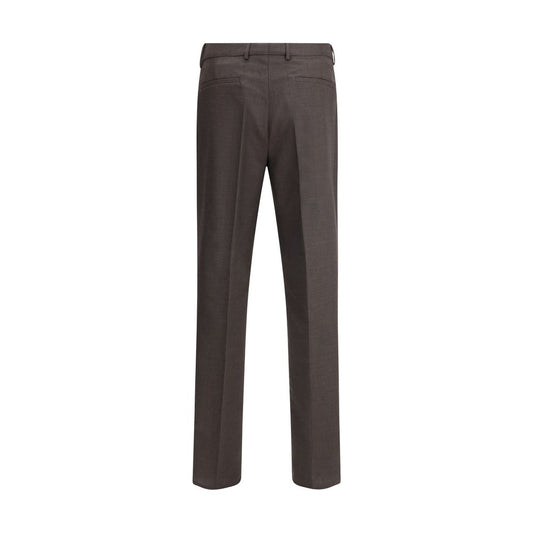 Brown Fleece Wool Casual Pants