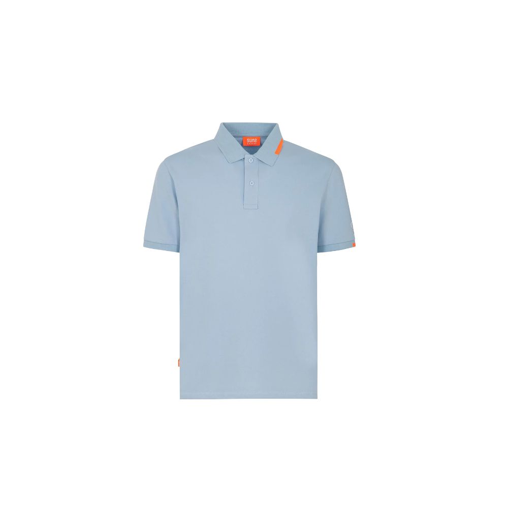 Light Blue Cotton Men Polo Shirt