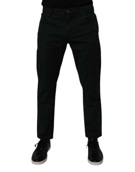 Dark Green Cotton Loose Men Denim Jeans